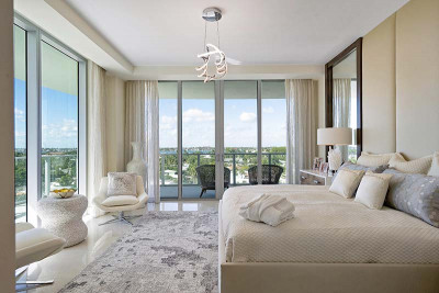 Luxury master bedroom with intracoastal and ocean view