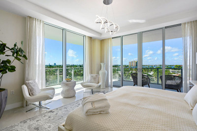 Master bedroom and expansive terrace boasting ocean and Singer Island views